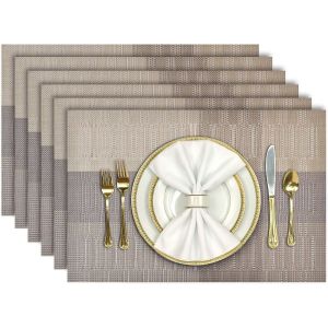 Eryi-Set De Table, Lot De 6 Sets De Table Lavable, Dessous De Table Pvc Antidérapant, Napperon Résistant À L'usure À La Chaleur, Facile À Nettoyer, 45cmx30cm - Neuf