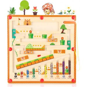 ERYI-Jeux Labyrinthe Magnetique, Apprendre Les Couleurs Jeu De Comptage Et Tri Jeux,Jouet Montessori Bois 3 4 5 6 Ans,Entraîner La Pensée Logique Et La Motricité Fine,Jeux Educatif Cadeau 2-4 Ans - Neuf