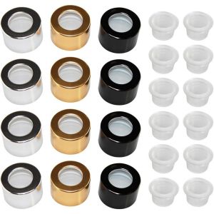 Checarzhn--No1-Lot De 12 Bouchons De Bouteille En Verre Avec Bouchon Intérieur En Silicone, Argenté, Doré, Noir - Neuf