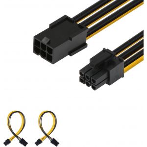 2 Pack 6 Pin PCIe Male-Female Power Extension Cable 25cm Black 2 Pack - Neuf