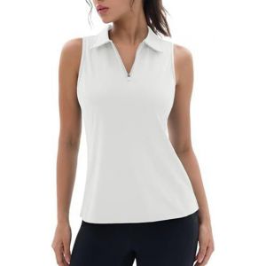 Polo Femme Sans Manches Avec 1/4 Zipper D'été Sport Débardeur Golf Tennis Tops Gym Yoga T Shirt Sport Tops Sport Shirt - Neuf