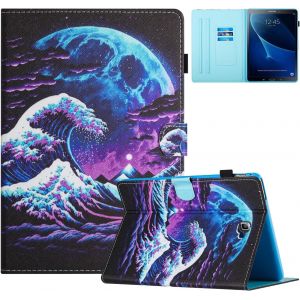 Coque Pour Samsung Galaxy Tab A 10.1 2016 (Sm-T580/T585), Tablette Housse De Protection,Cuir Pu &Eacute;tui Case Pour Samsung Galaxy Tab A 10.1 2016,Vague De Mer[Coq9125777] - Neuf