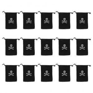 Halloween Pirate Sacs Sacs &agrave; Cordon de serrage pour le Stockage 15Pcs Polyester Noir Sachets - Neuf