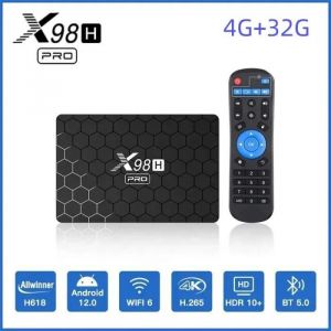 Android 12 Smart TV Box X98H Pro 4GB 32GB Allwinner H618 Dual WIFI Support 4K Netflix Youtube Set Top Box Media Player - Neuf