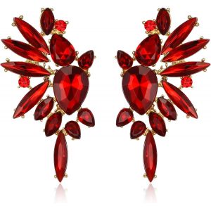 Kal-Boucles D'oreilles En Cristal Art Deco Marquise Drop Cluster Mariée Bling Pendantes Pour Dames Multicolor Ton D'or - Neuf