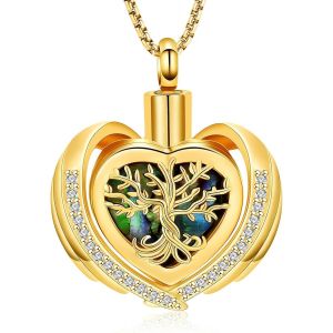 Kales-Bijou De Crémation Arbre De Vie-Collier Urne Funéraire Pour Cendres-Forme De C?ur-Urne Commémorative-Acier Inoxydable-Pendentif Crémation - Neuf