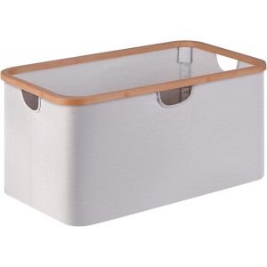 Panier à Linge Pliable 50 L, Panier à Linge Pliable avec Poignées en Bambou, Panier de Rangement Noir pour Chambre à Coucher, Salle de Bain, Buanderie - Neuf