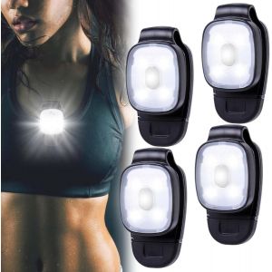 Lot De 4 Lampes Led À Clip Pour L'extérieur,Lampe Frontale Led Avec 3 Modes D'éclairage,Rechargeables Par Usb,Petite Lampe De Poche De Sécurité,Pour Randonnée,Camping,Course,Jogging,Sac - Neuf