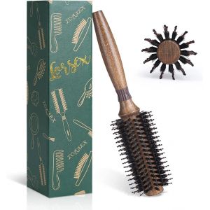 CMWX-Brosse ronde pour démêler, lisser et sécher, poils de sanglier Brosse à cheveux ronde avec poils en nylon pour coiffer les boucles (Intérieur 23mm/ Extérieur 55mm) - Neuf