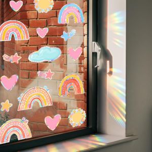 Eryi-Arc-En-Ciel Suncatcher Sticker Fenetre Autocollants Anti Collision Oiseaux Stickers Fenêtre Autocollant Fenetre Arc En Ciel Prévenir Que Oiseaux Ne Se Cognent Dans Vos Fenêtres - Neuf