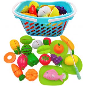 Ensemble De Jouets De Cuisine,Jouet Alimentaire Pour Enfants,Filles,Garçons,Jeu De Rôle,Cadeau Avec Panier,Cadeau De Jeu Éducatif Pour Enfants De 2 Ans Et Plus - Neuf