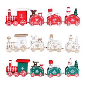 De F&ecirc;te En Bois Mini Train Des Ornements, Bonhomme De Neige Ours Th&egrave;mes De Bureau Village De D&eacute;cor, D'Am&eacute;liorer Votre F&ecirc;te De No&euml;l Avec Ce D&eacute;cor De S&eacute;curit&eacute; Des Mat&eacute;riaux Naturels - Neuf