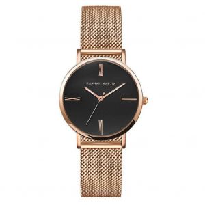 Hannah Martin Montre-Bracelet Net De Style Europ&eacute;en Montre Rose Or Femme Quartz Montre-Bracelet Noir - Neuf