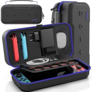 Eryi-Étui Rigide Pour Nintendo Switch & Switch Oled, Étui De Transport Ns Pour Joycon Et Adaptateurs, Hardcase Protection Switch Suitcase Avec 20 Emplacement Pour Carte, Pas Pour Ns2, Bleu - Neuf