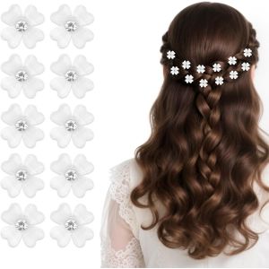 Kal-Lot De 10 Pinces À Cheveux En Forme De Fleur, Petites, Fleurs Blanches, Accessoires De Cheveux Pour Mariage, Petites Pinces À Cheveux, Accessoires De Cheveux De Mariée Pour Filles (Blanc) - Neuf