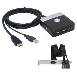 KAL-Bouton D'Alimentation Externe Pour Pc, Bouton De Commutation De Réinitialisation Du Boîtier De L'Ordinateur De Bureau Avec Port Hdmi, Avec Deux Ports Usb, Avec Ports Audio/Micro -120 Cm - Neuf