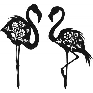Mevronisshop-2pcs Piquet De Jardin Decoratif Flamant Rose En Métal, Fantaisiste Décor De Cour Flamant Rose Noir Piquet De Jardin Décoratif Pour Pelouse Patio Arrière-Cour Décoration Extérieure - Neuf