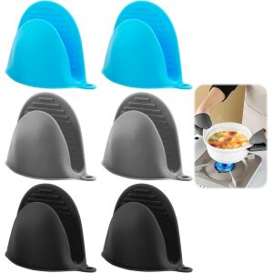 Mevronisshop-Mitaines De Four En Silicone 3 Paires Mini Gant De Four &Eacute;pais En Silicone, Antid&eacute;rapants Et Hygi&eacute;niques Pour Cuisson, P&acirc;tisserie, Barbecue - Disponibles En Trois Couleurs - Neuf