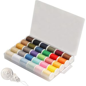 Mevronisshop-Lot De 30 Fils &Agrave; Coudre, En Polyester, Tr&egrave;s Pratiques, Color&eacute;s, Pour Enfilage, Crochet, Broderie (46 M Par Rouleau), Avec 1 Fil - Neuf