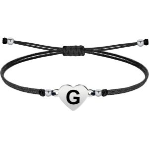 Eryi-- Bracelet Lettre Initiale A - Z En Acier Inoxydable Avec Fil Ciré, Bracelet Femme Ou Homme, Bracelet Coeur Avec Lettre Gravée, Cadeau Pour Mère, Fille, Amie, Petite Amie - Neuf
