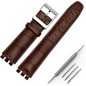 Kal-Bracelet Pour Swatch En Cuir De Vachette Gaufr&eacute; Alligator Avec Fermoir En Acier Inoxydable - Neuf