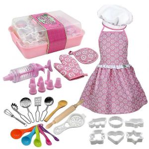 Kit de cuisine et de pâtisserie pour enfants, ensemble de vêtements de jeu de rôle de cuisinier pour petites filles, cadeau 11/20 pièces - Neuf