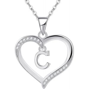 Kalanka-Pour Femme En Argent Lettre Initiale A-Z Coeur Collier Personnalisé Prénom Initial Collier Bijoux Femme Argent Cadeau Pour Anniversaire Fête Des Mères Saint Valentin - Neuf