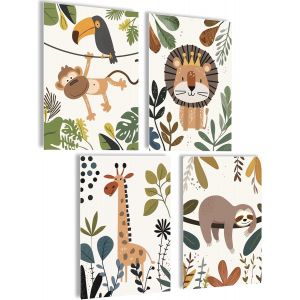 Eryi-Lot De Posters Muraux Pour Chambre D'enfant Garçon Et Bébé - Décoration Pour Chambre D'enfant Et Fille - Décoration De Chambre De Bébé (Safari) - Neuf