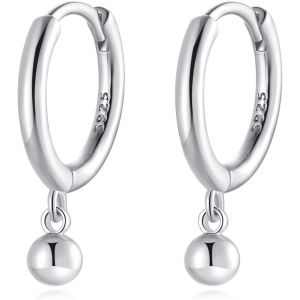 Kal-Cr&eacute;oles Pendantes En Argent Sterling Pour Femme - Minimaliste - Avec Boule Ronde - Hypoallerg&eacute;nique - En Argent 925 - Cadeau Pour Femme Et Fille, Argent Sterling - Neuf