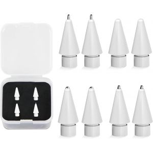 ERYI-8 Pointe Apple Pencil, Plume Haute Sensibilité, Accessoire De Remplacement De La Plume, Plume Métal Résistante À L'Usure, Compatible Avec L'Apple Pencil Génération 1/2 (Blanc). - Neuf