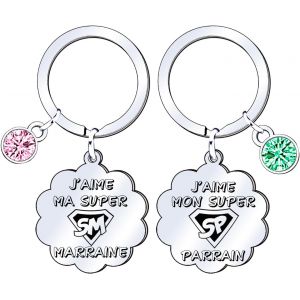 KAL-Porte-Clés Parrain Et Marraine Cadeau Parrain Marraine Porte Clé Annonce Parrain Marraine Cadeaux, Porte Clef Porte-Clés Comme Cadeau Baptême Parrain Marraine Demande - Neuf