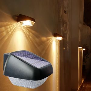 Soslina Lampe Solaire Exterieur Jardin,Lumiere Solaire Exterieur,Spot Solaire Exterieur Ip65 Etanche,Applique Murale Exterieur Pour Jardin,Cl&ocirc;ture,Terrasse,Porte,Cour,Blanc Chaud,Lot De 4 - Neuf
