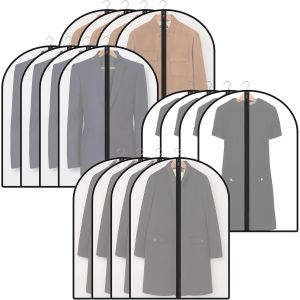 Jexnovashop-Housses De Vêtements Avec Zip, Lot De 16 Housses De Vêtements 60 X 100 Cm, Housse Vetement Semi Transparente Pour Costumes/Chemises, Anti Poussière Etanche Mite Humidité, Noir - Neuf