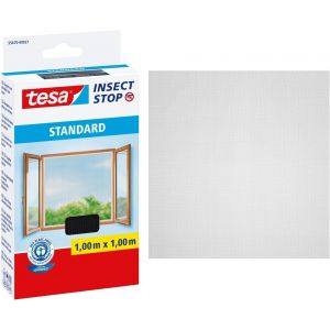 Tesa Insect Stop Comfort moustiquaire pour fen&ecirc;tres &iquest; protection contre les insectes avec bande auto-adh&eacute;sive Velcro &iquest; filet anti-mouches sans per&ccedil;age &iquest; anthracite (transparent), 100 cm x 100 cm - Neuf