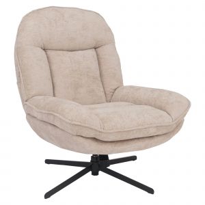 Fauteuil relax HWC-P32, fauteuil TV &agrave; suspension Nosag, fauteuil rembourr&eacute;, pivotant, m&eacute;tal, tissu/textile chenille (370 g/m&sup2;)cr&egrave;me - Neuf