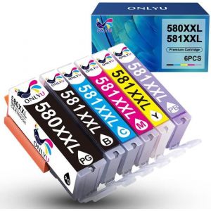 PGI-580XXL CLI-581XXL cartouches d'encre compatibles pour canon 580 canon 581 pour Canon Pixma TS8350 canon pixma TS8250 TS8351 TS8150 TS8151 TS8152 TS8251 TS8252 TS8352 TS9150 TS9155(Pack de 6) - Neuf