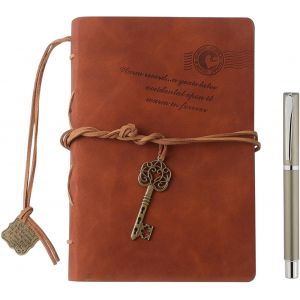 Chenquansarl-Carnet De Voyage En Cuir Vintage B6 (19x12,5 Cm) - Carnet De Notes Vintage - Carnet De Notes Avec 100 Pages Vierges | Journal Intime, Scrapbooking Ou Idée Cadeau Élégant - Neuf