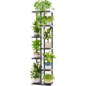 KALANKA-Support Plantes Interieur, Support Plante 7 Niveaux en Métal pour Multiple Plantes, Étagère à Fleurs d'Angle pour Intérieur et Extérieur, Noir - Neuf