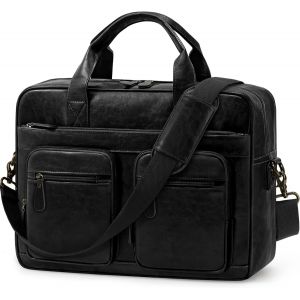 acdsgd-Sacoche Homme Bandouliere 15.6 Pouces Cuir PU Imperm&eacute;able Cartable Homme Sac Bandouli&egrave;re Ordinateur pour Travail Affaires Coll&egrave;ge - Neuf
