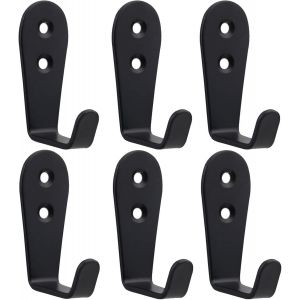 6 Patères Mural Acier Inoxydable Noir Crochet Porte Manteau Lourd Métal Grande L Crochets Muraux Individuelle pour Entrée Cuisine Chambre Salle de Bain Garage Jardin Bureau Toilette - Neuf