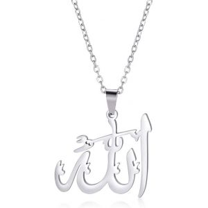 Kal-Islamique Musulman Allah Couches Colliers Pour Femmes En Acier Inoxydable Charme Goutte D'eau Coeur Forme Allah Pendentif Double Couche Collier Bijoux Islamiques - Neuf