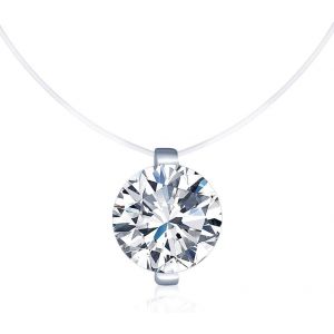 Kal-Collier Invisible Femme Collier De La Clavicule &Eacute;l&eacute;gant Solitaire Zircon Le Fil Nylon Transparent - Neuf
