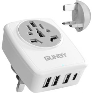 JGD-Adaptateur Prise Anglaise Adaptateur de Voyage France vers UK avec 3 USB et 1 Type-C Universel Prise Anglaise Adaptateur Francais pour Royaume-Uni Angleterre Irlande &Eacute;cosse Type G - Neuf