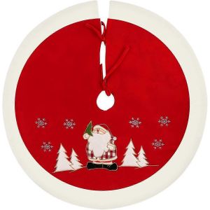 Jupe de sapin de No&euml;l ronde 90 cm rouge et blanche, housse de protection pour les aiguilles - Neuf