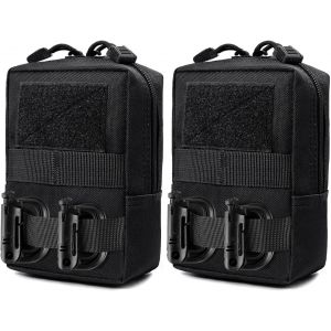 JGD-2 Pack Pochette Tactique Molle Petite Militaire Accessoires Poche Convient aux Gilet Tactique Sac a Dos Ceintures randonn&eacute;e Camping Trousse Sacoche (Noir) - Neuf
