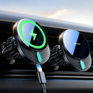 Support Telephone Voiture Induction 15w Charge Rapide, Chargeur Magsafe Voiture Sans Fil Grille D'a&eacute;ration, Chargeur Induction Voiture Magnetique Pour Iphone 16/15/14/13/12 S&eacute;ries - Neuf