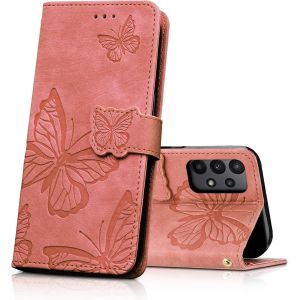 MEVRONISSHOP-Coque pour Samsung Galaxy A23 4G/A23 5G/M23 5G/F23, Housse en Cuir PU Etui &agrave; Rabat,Magn&eacute;tique Pochette Portefeuille &Eacute;tui de Protection pour Samsung Galaxy A23, Rose - Neuf
