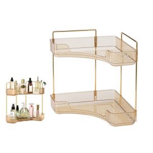 &Eacute;tag&egrave;re d'angle &agrave; 2 niveaux pour salle de bain - Ambre - Neuf