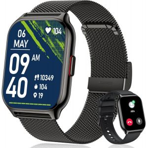 Montre Connect&eacute;e Homme Femme Avec Appel Bluetooth, 2,01'' Sport Smartwatch Moniteur De Fr&eacute;quence Cardiaque/Tension Art&eacute;rielle/Spo2/Podom&egrave;tre/Sommeil, Montre Intelligente Pour Android Ios - Neuf