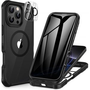 KALANKA-Magn&eacute;tique Anti Espion Coque iPhone 16 Pro Max, Compatible avec MagSafe int&eacute;gr&eacute; Verre Tremp&eacute; Protection &eacute;cran et Protecteur Cam&eacute;ra, Antichoc T&eacute;l&eacute;phone Housse Double Face Etui Int&eacute;grale -Noir - Neuf